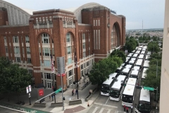 Motorcoaches Staged at American Airlines Center Ready for Event Transfer